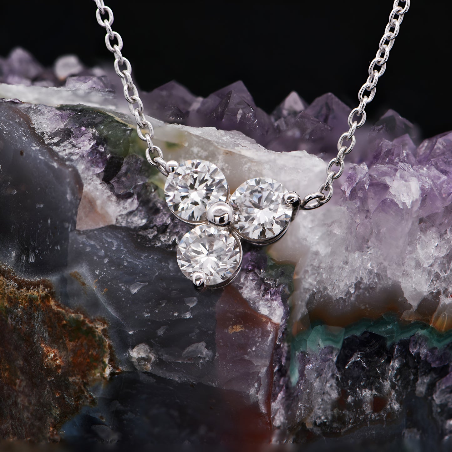 14k Gold Tri-Stone Pendant