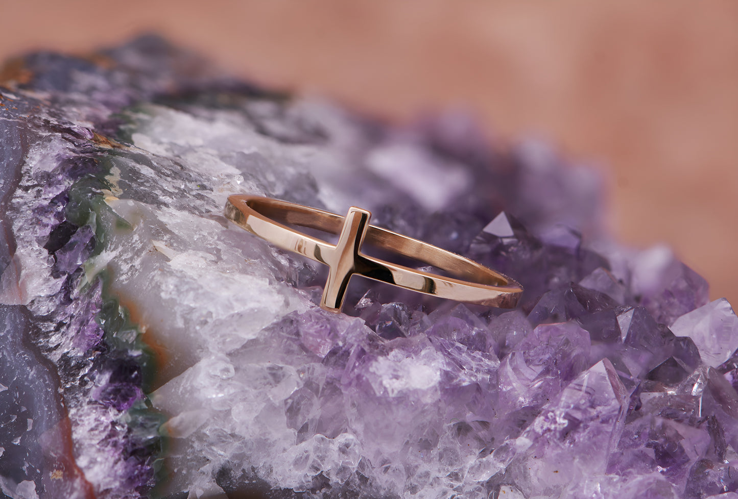 14k Gold Cross Fashion Band