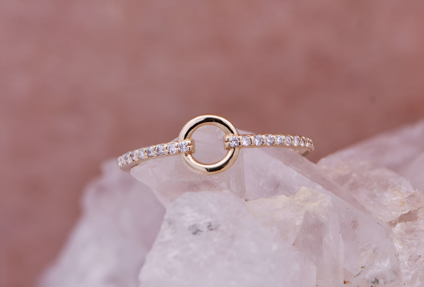 14k Gold Open Circle Fashion Band with Lab Grown Diamonds on the Shanks