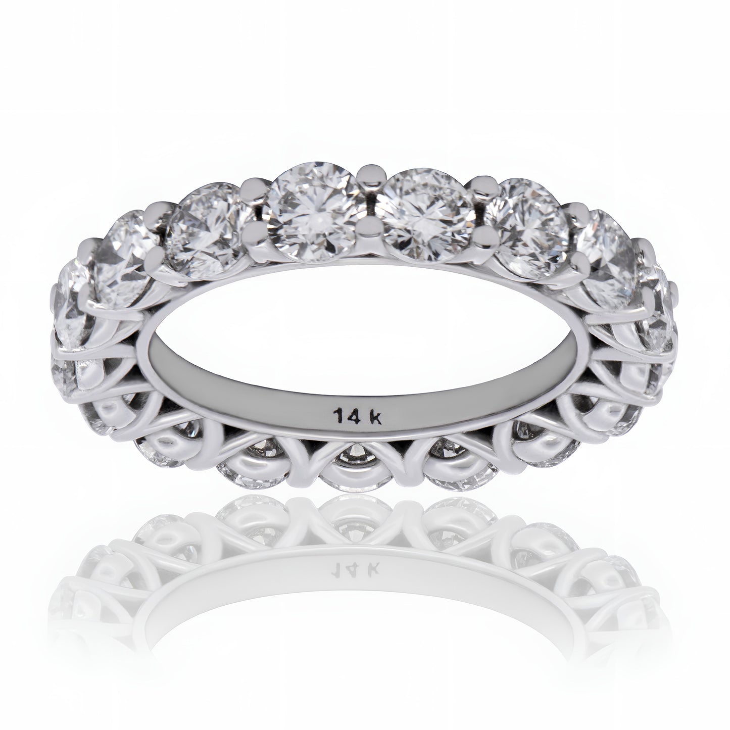 14k Gold 4mm V Cup Lab Grown Diamond Eternity Band