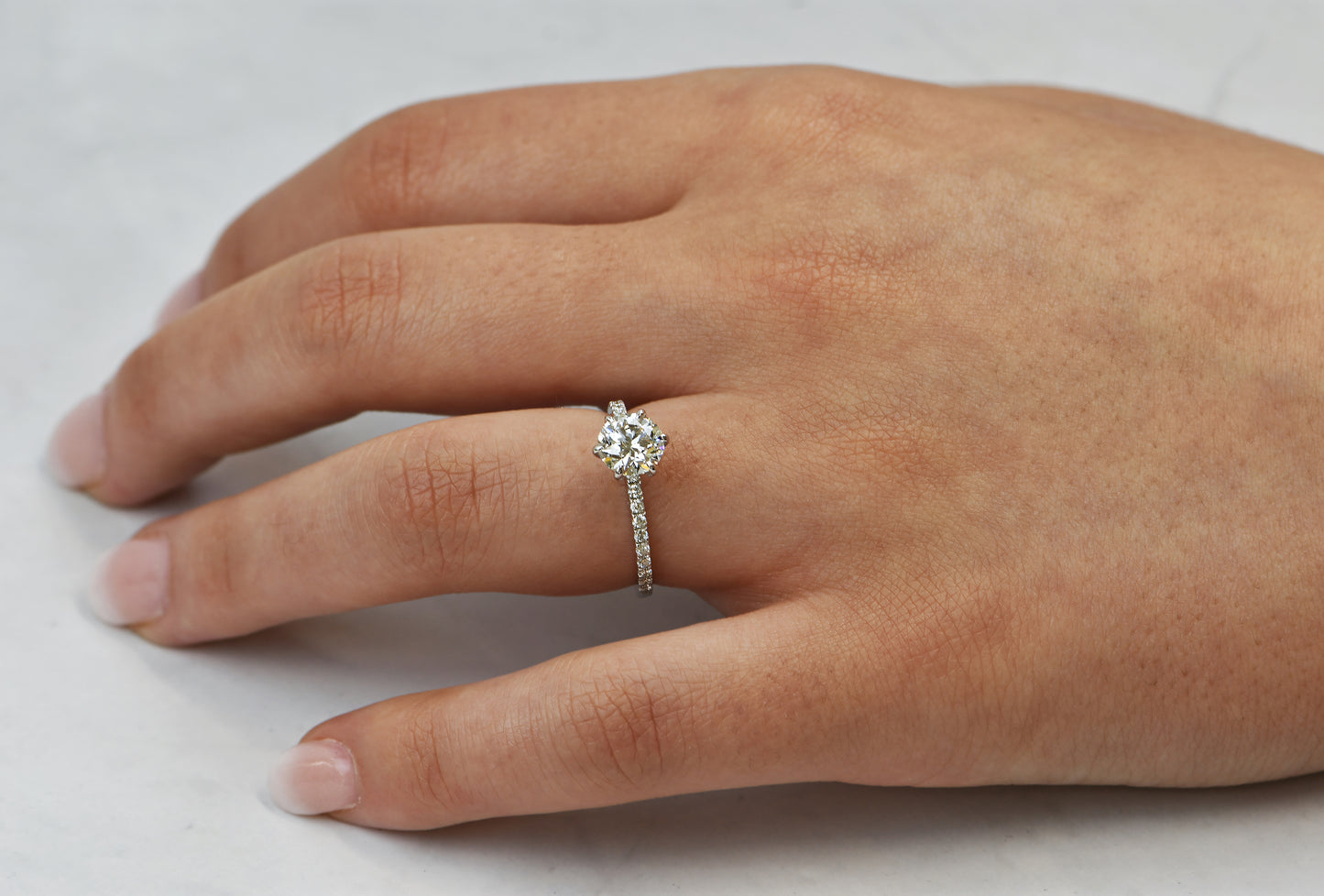 14k Gold Round Lab Grown Diamond Center Stone Wedding Ring Set