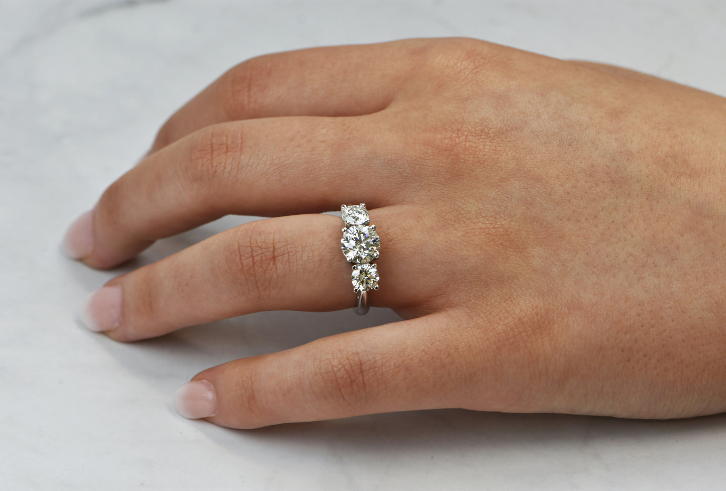 14k Gold 3 Stone Lab Grown Diamond Ring
