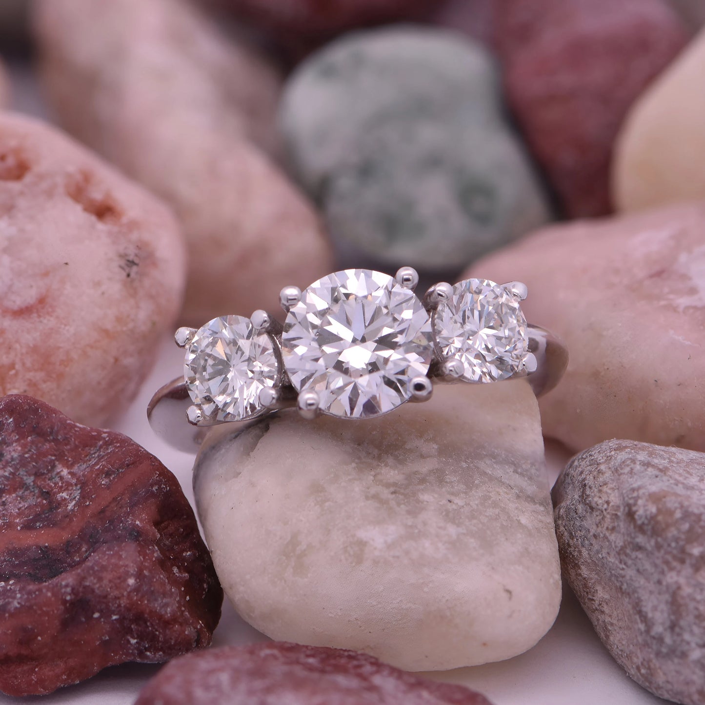 14k Gold 3 Stone Lab Grown Diamond Ring