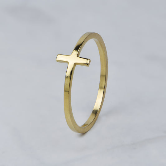 14k Gold Cross Fashion Band