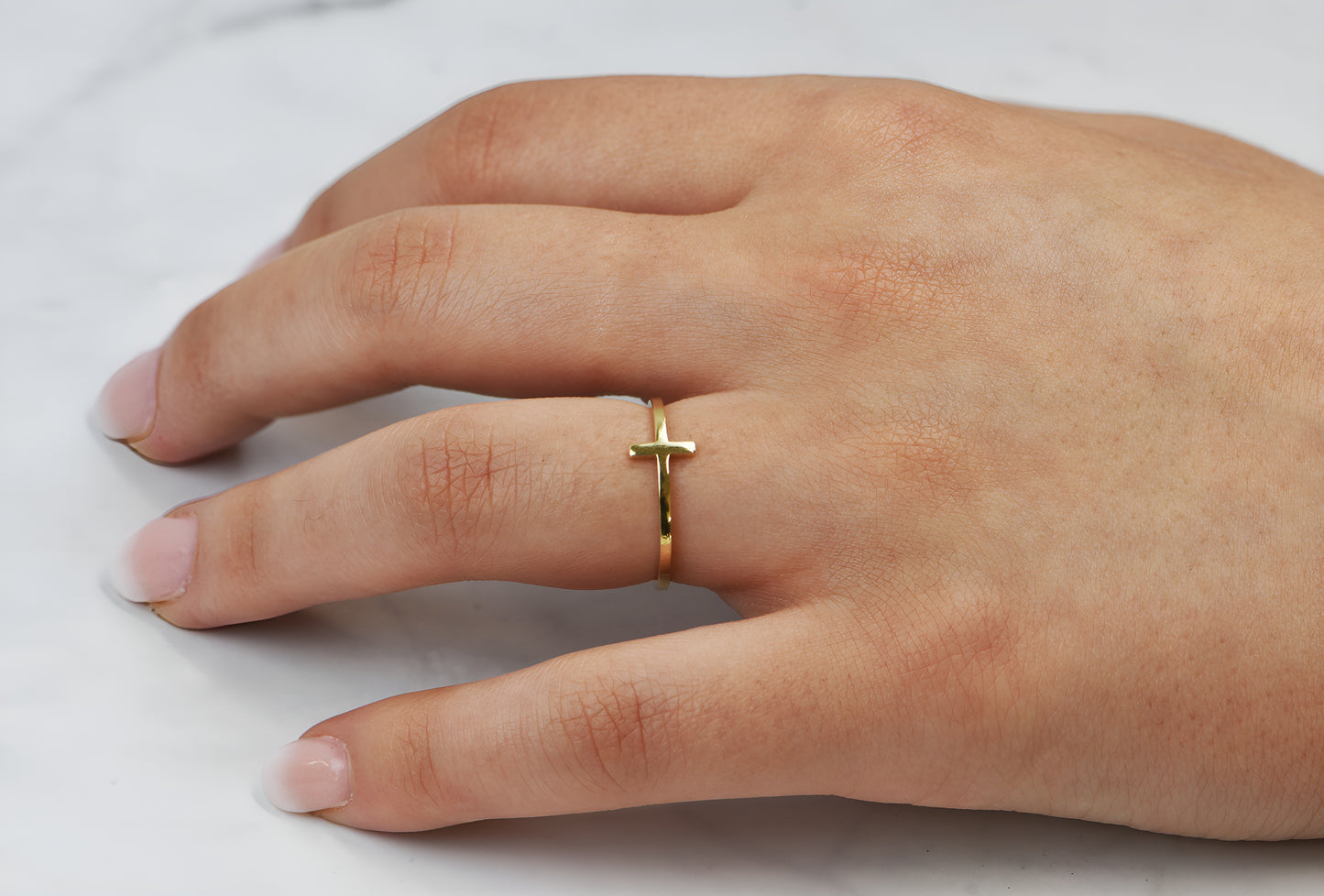 14k Gold Cross Fashion Band