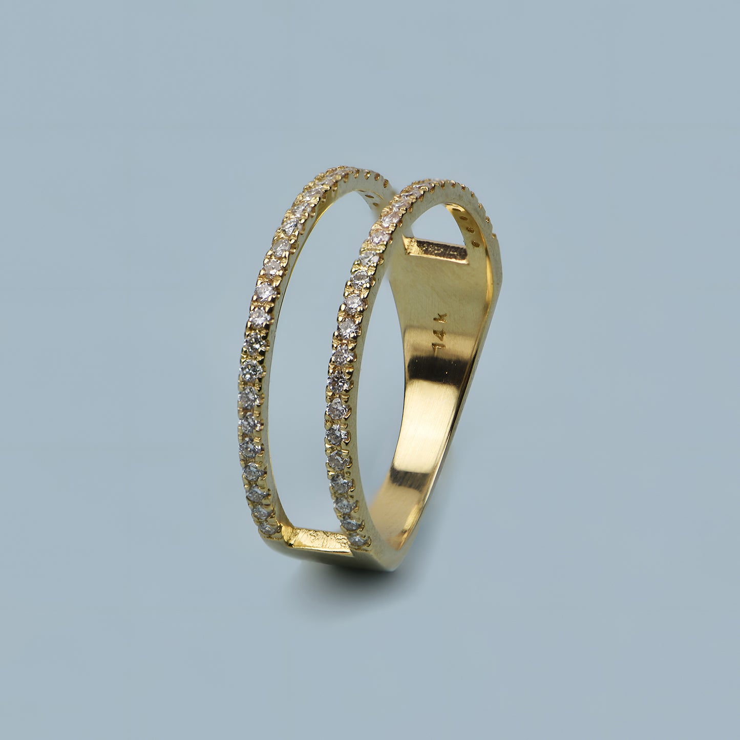 14k Gold Double Fashion Band with Lab Grown Diamonds