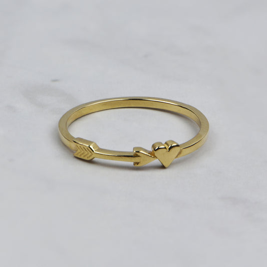 14k Gold Heart and Arrow Fashion Band