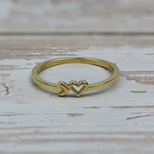 14k Gold Open Heart and Arrow Fashion Band