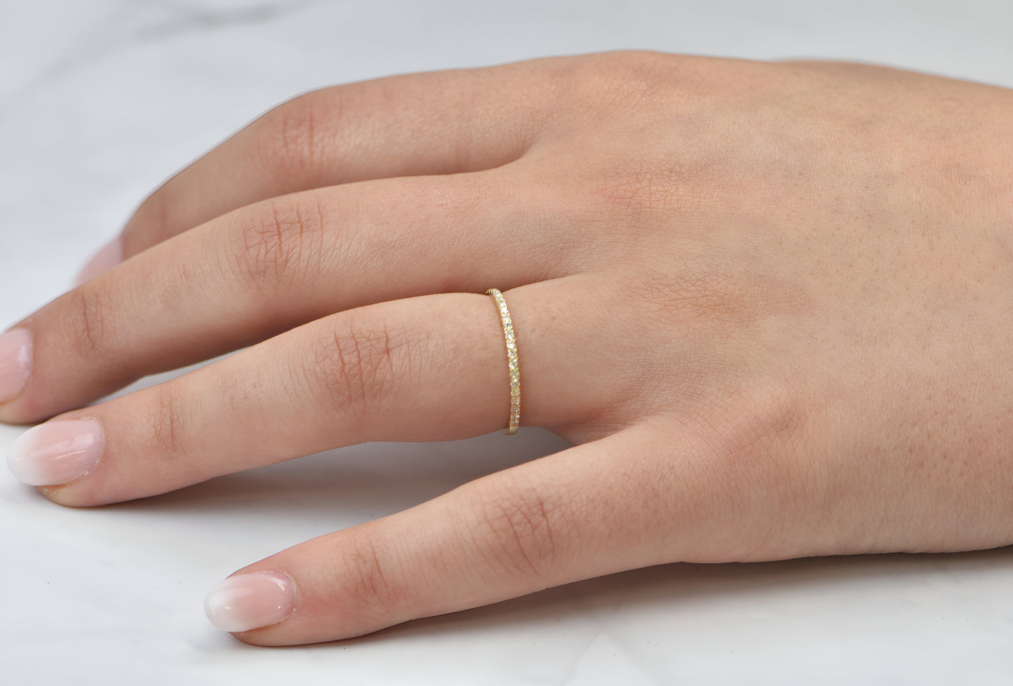 14k Gold Simple Fashion Band with Lab Grown Diamonds