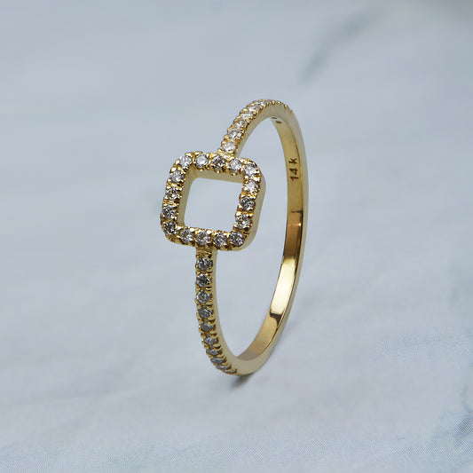 14k Gold Square Fashion Band with Lab Grown Diamond