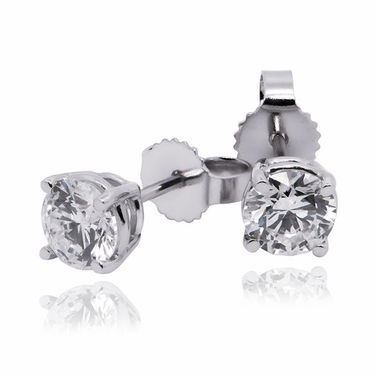 14k Gold 1 Ct 4 Prong Lab Grown Diamond Stud Earrings