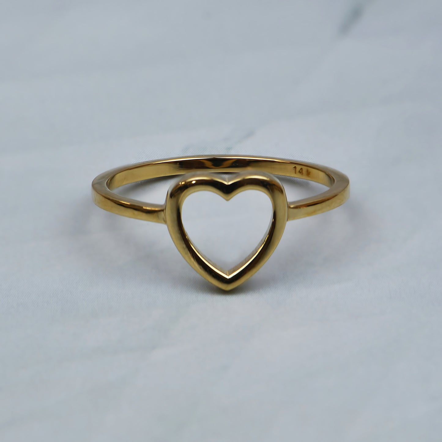 14k Gold Big Heart Fashion Band