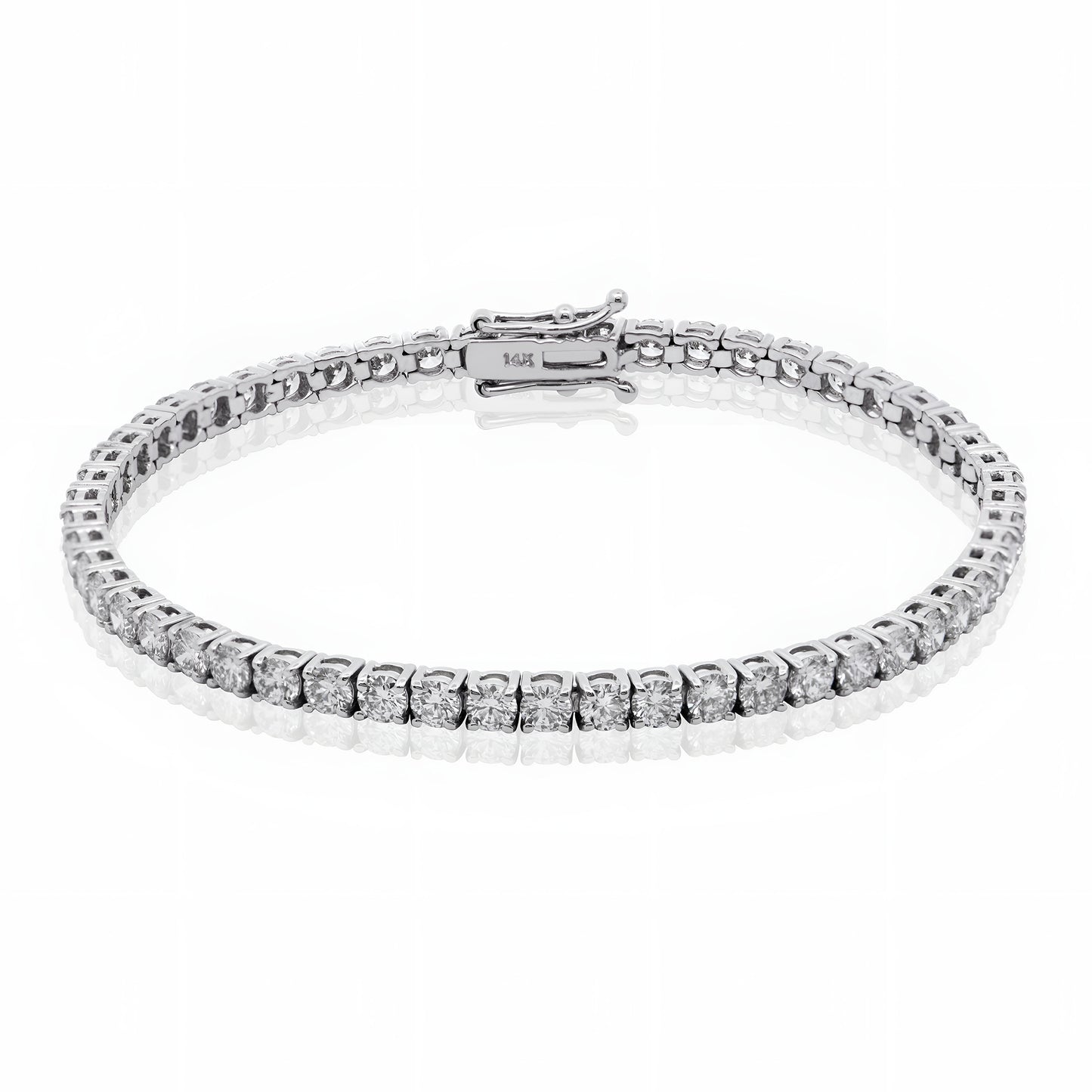 14k Gold 3mm Lab Grown Diamond Tennis Bracelet