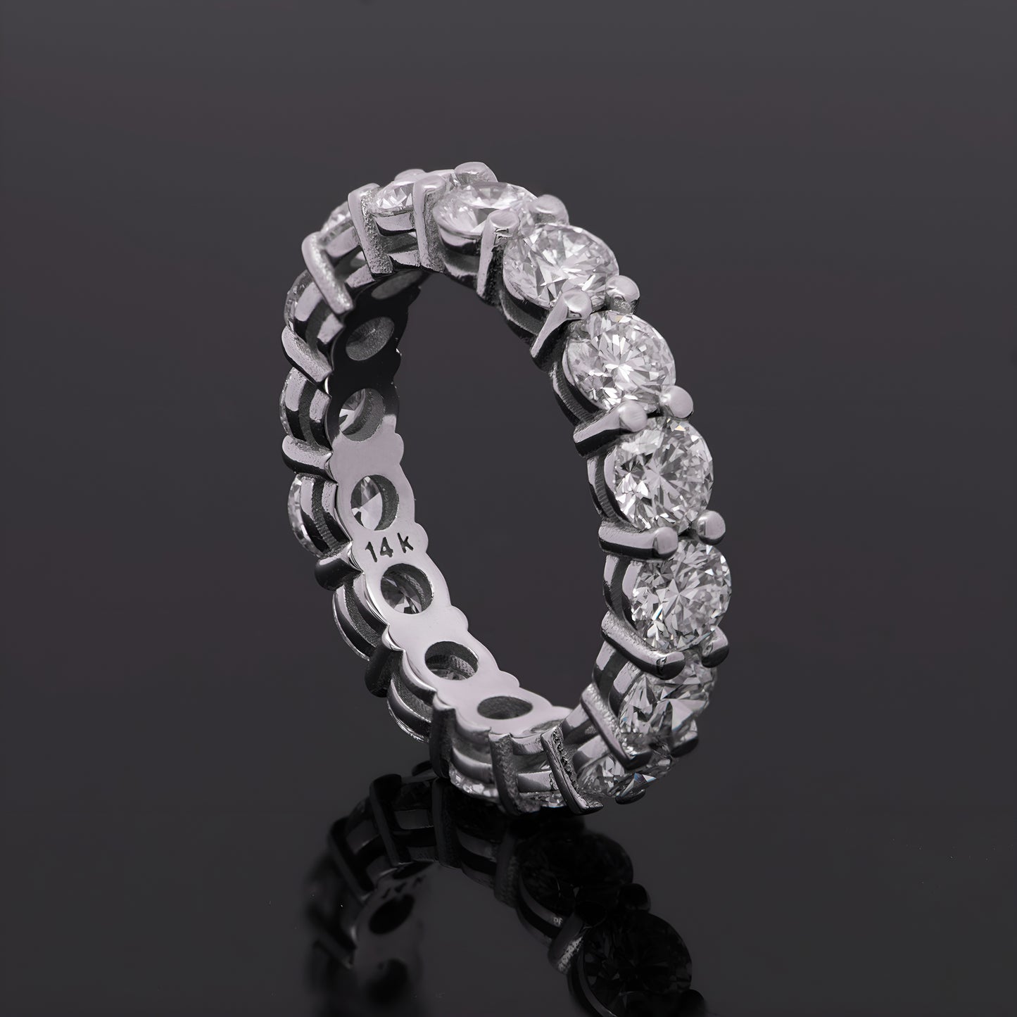 14k Gold 4mm Double Wired Prong Lab Grown Diamond Eternity Ring