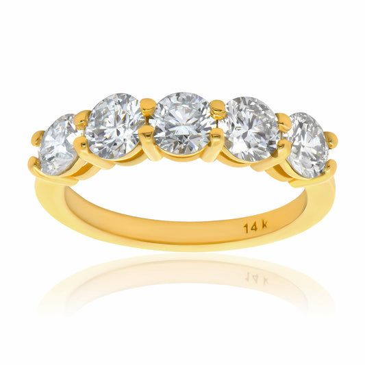 14k Gold 5 Stone Lab Grown Diamond Ring