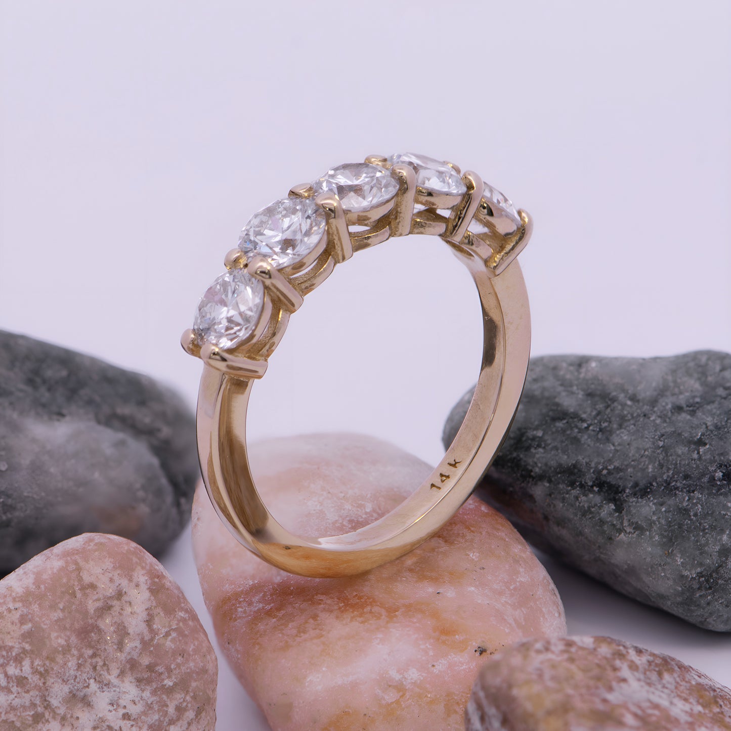 14k Gold 5 Stone Lab Grown Diamond Ring