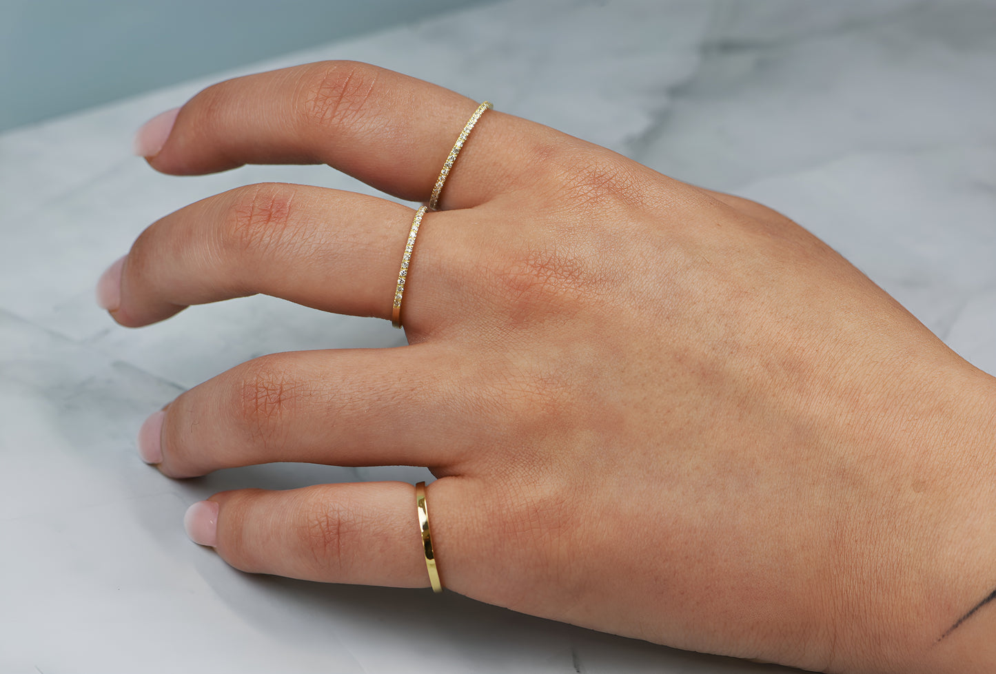 14k Gold Simple Fashion Band with Lab Grown Diamonds