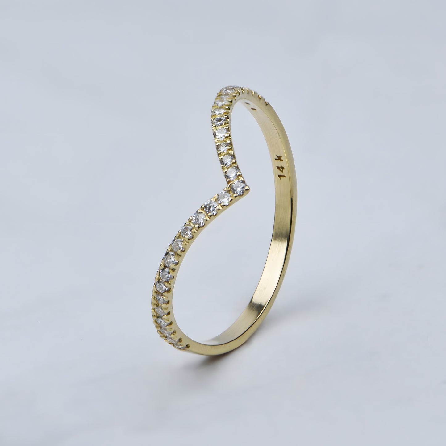 14k Gold Chevron Fashion Band with Lab Grown Diamonds