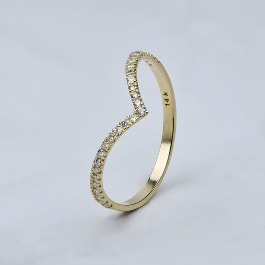 14k Gold Chevron Fashion Band with Lab Grown Diamonds