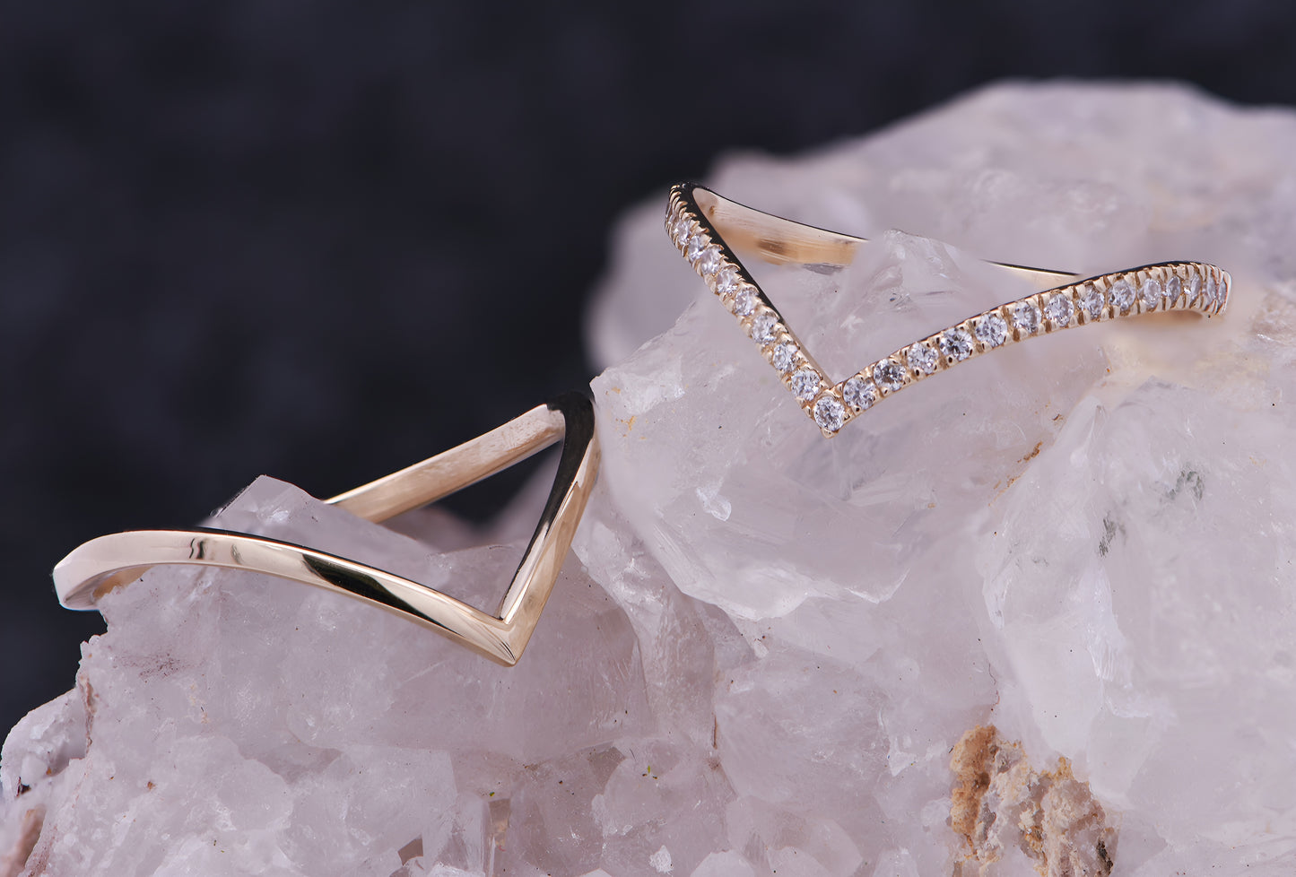 14k Gold Chevron Fashion Band with Lab Grown Diamonds