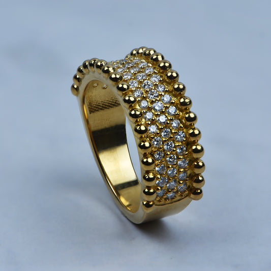 14k Gold Double Ball Band with Pave Lab Grown Diamonds