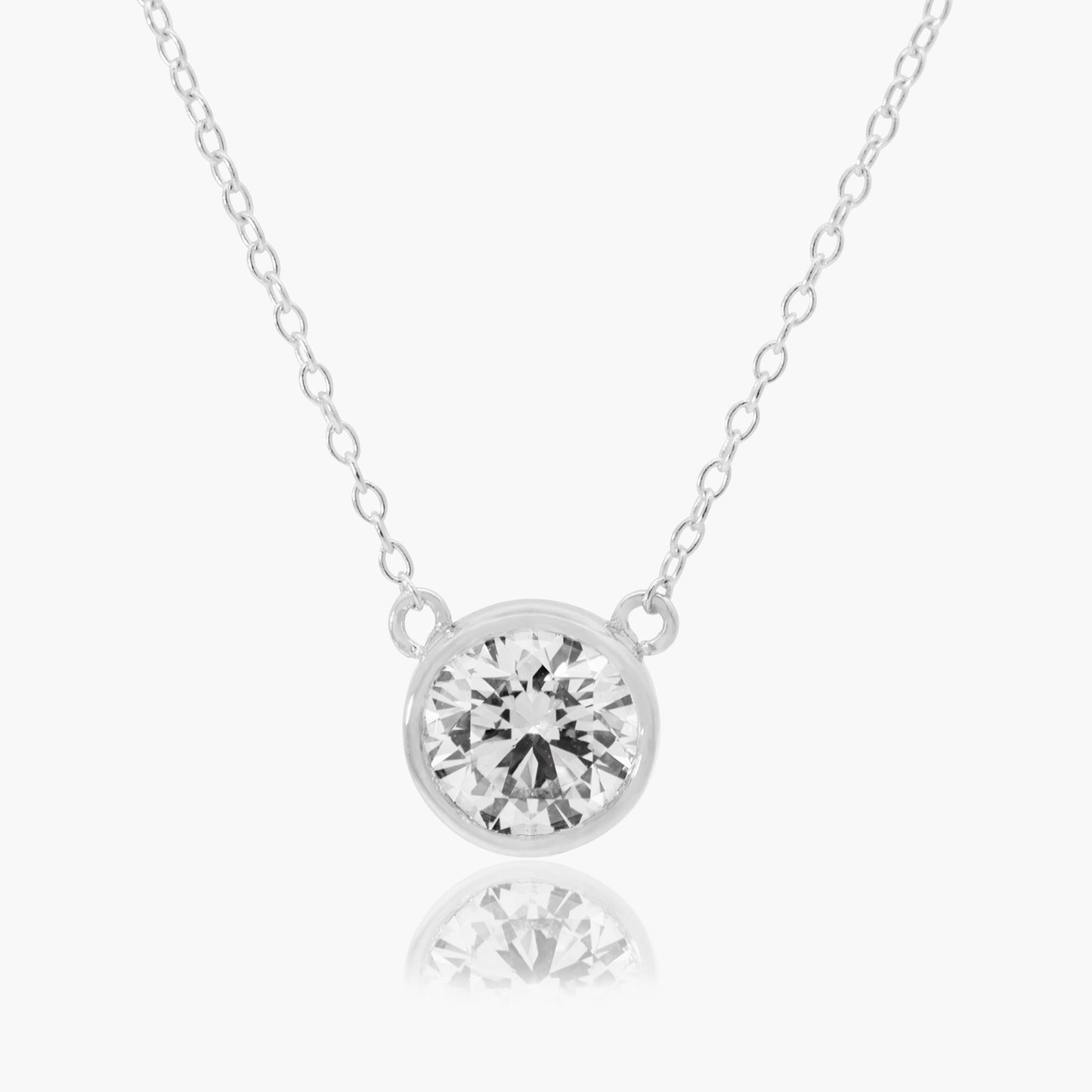 14k Gold 1.04ct Round Lab Grown Diamond Bezel Pendant Necklace