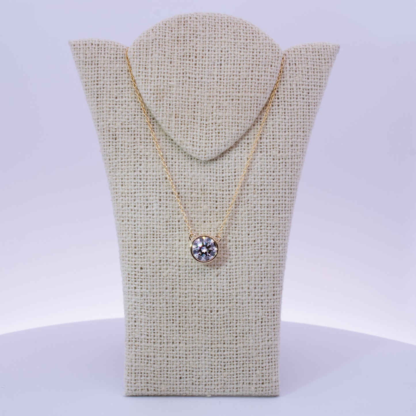 14k Gold 1.04ct Round Lab Grown Diamond Bezel Pendant Necklace